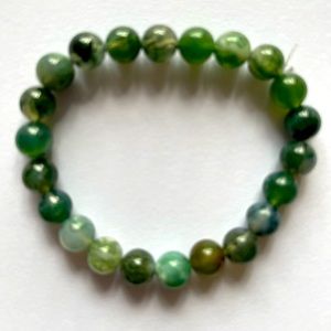 Handmade Beautiful Moss Agate Gemstone Stretchy Bracelet
